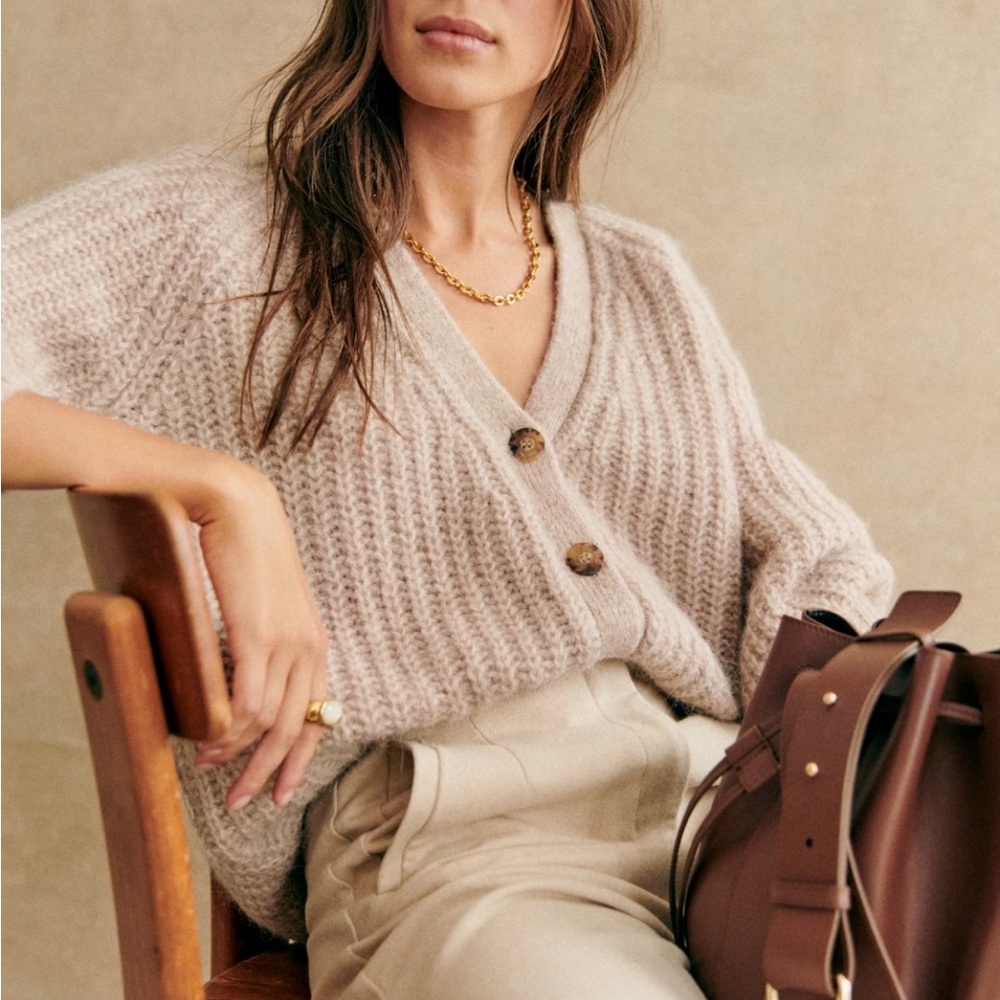 Sezane Basile Cardigan Light Beige size XL